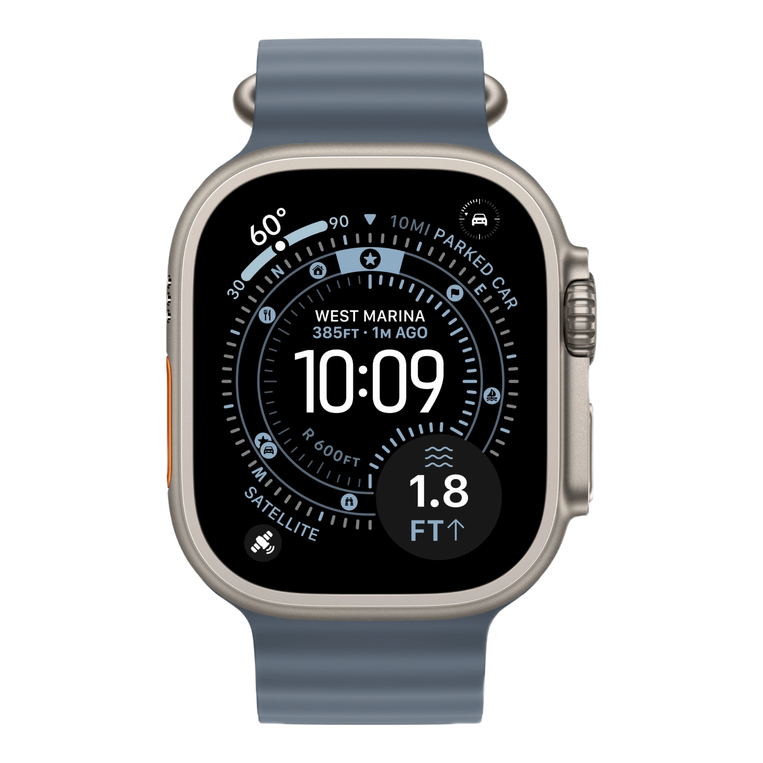 Apple Watch Ultra 3 49mm GPS + Cellular Natural Titanium Case Anchor Blue Ocean Band One Size (MEWH4)