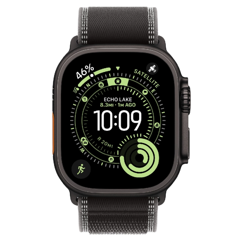 Apple Watch Ultra 3 49mm GPS + Cellular, Black Titanium ремешок Black/Charcoal Trail Loop S/M (MF1D4)