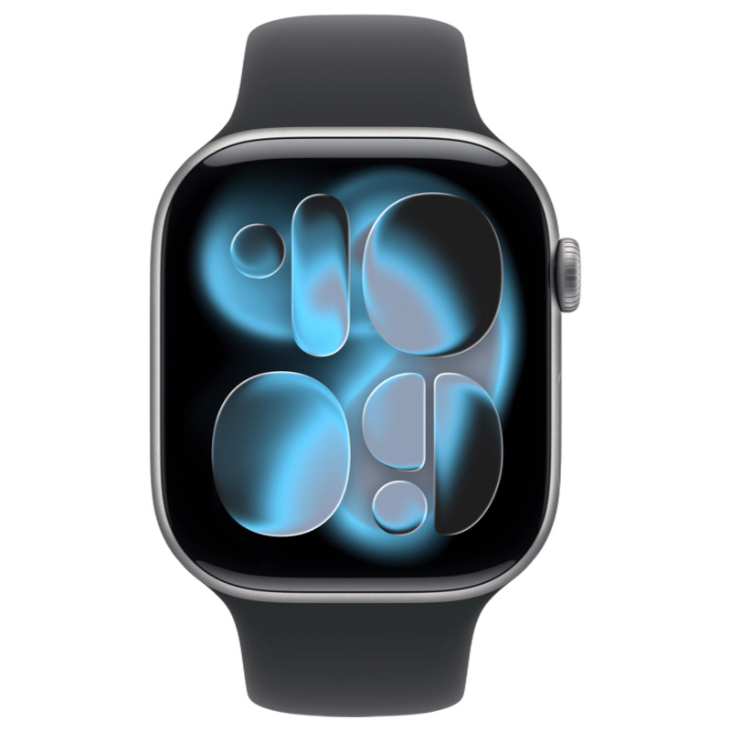 Apple Watch Series 11, 46 мм, алюминий цвета «Space Gray», спортивный ремешок "Black", S/M (MEV04)